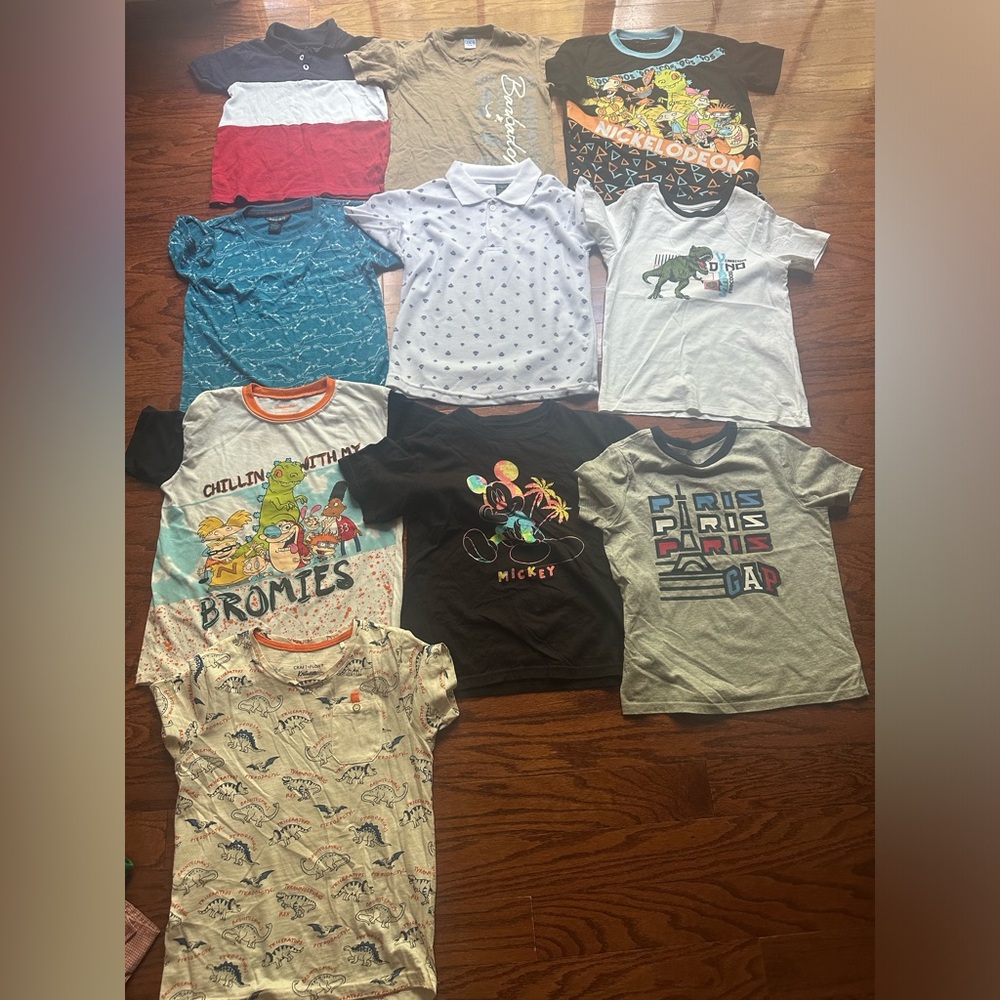 Boys Disney Kids' Short Sleeve Tees - Black, White, Blue, Gray, Red 10pcs Sz 6-7
